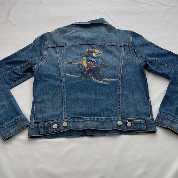 Polo Ralph Lauren Mens Alpine Racing Polo Ski Bear Denim Trucker Jacket Sz S New - Picture 12 of 16